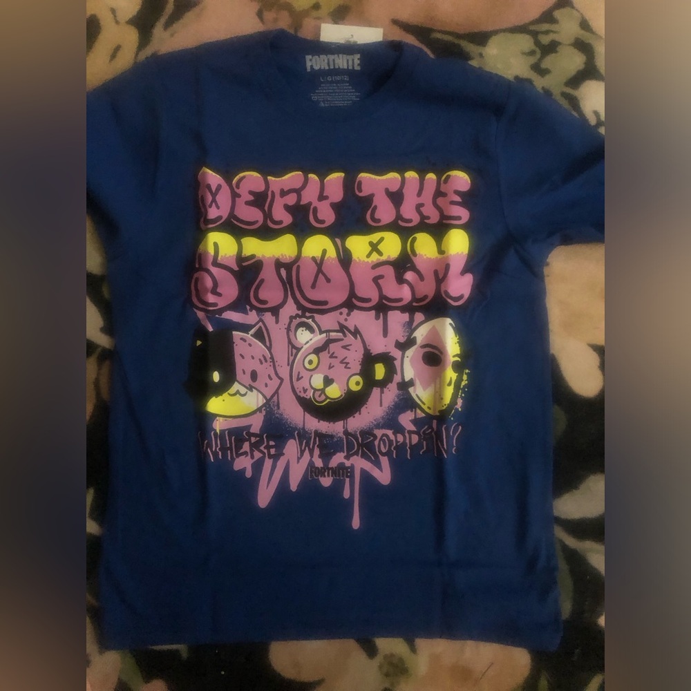 Fortnite Blue Graphic Kids T-Shirt New 10/12